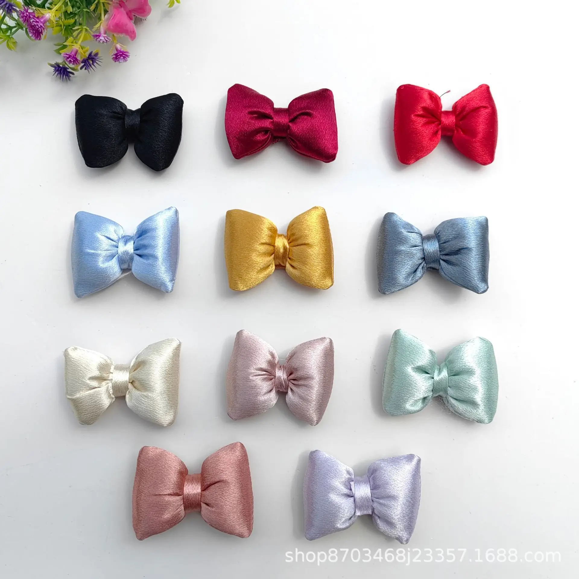 

500pcs Wholesale Diy Hair Accessory Materials Korean Style Crystal Satin Cotton Cushion Butterfly Bow Children's Hair
