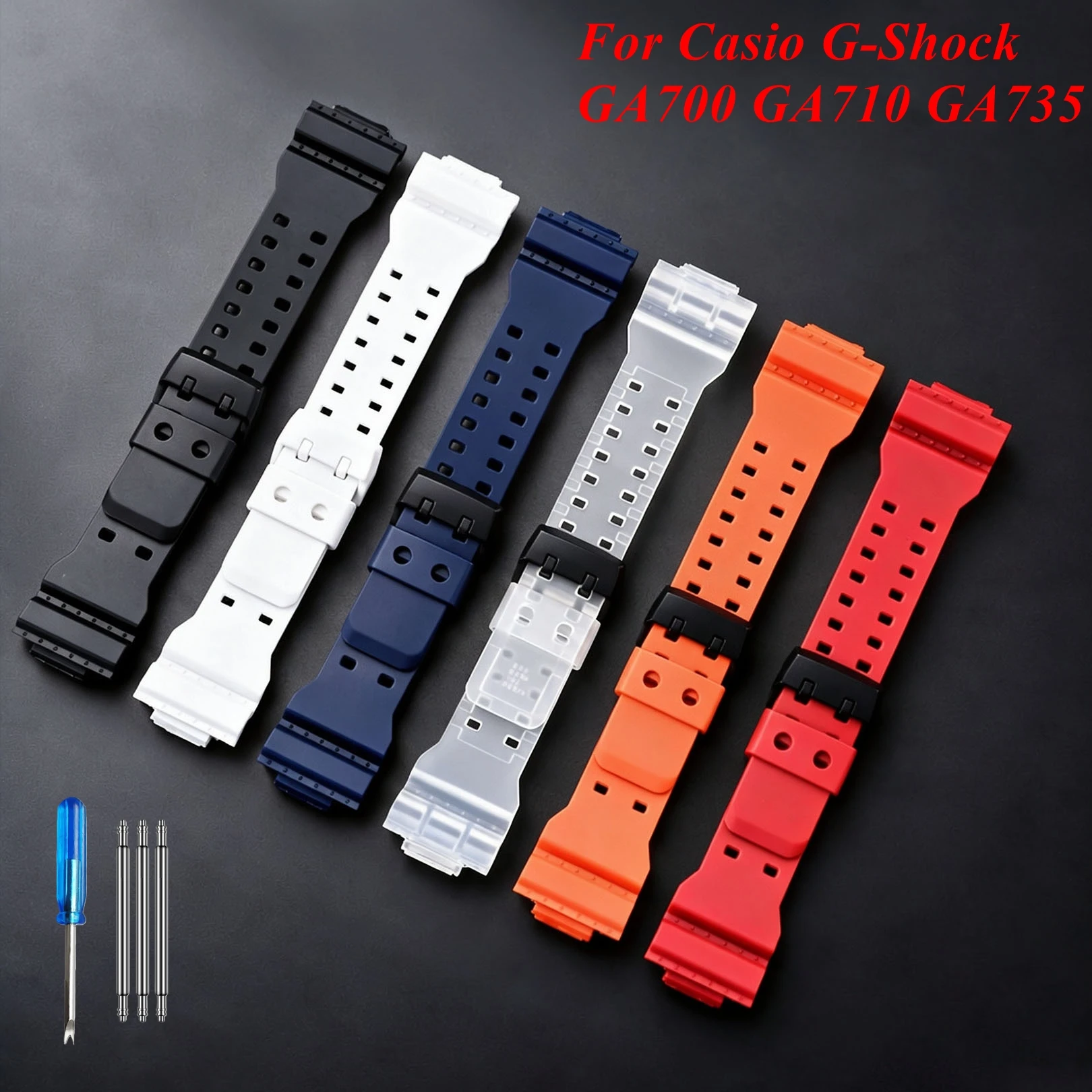 For Casio G-Shock GA100/110/700/710/735 GD100/110 GAW100 G-8900 GLS-100 Watch Strap Rubber TPU Resin Band Replacement Bracelet