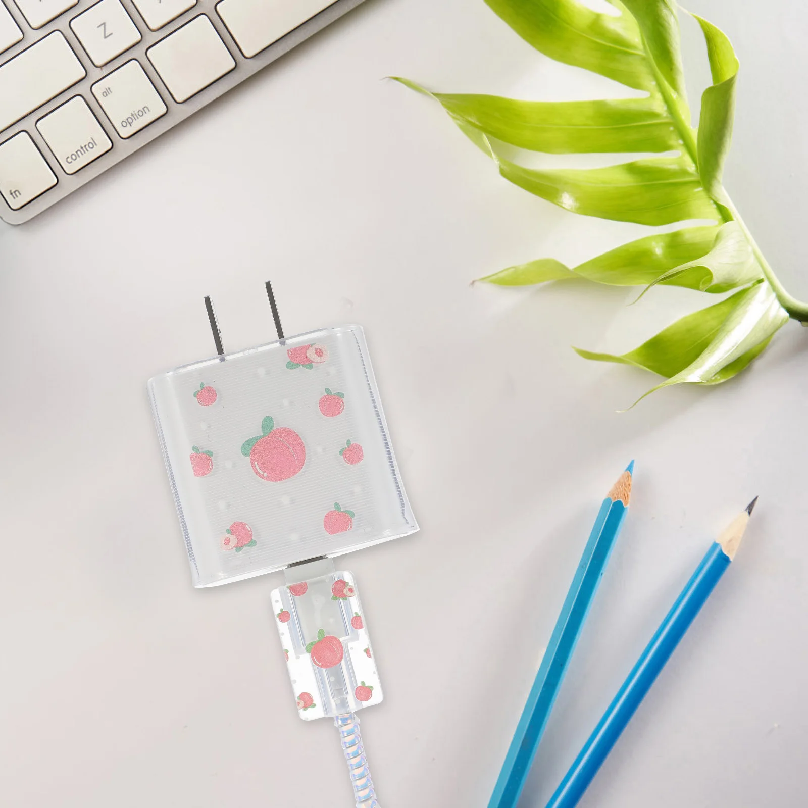 

1 set Data Cable Protective Sleeve Transparent Print Cover Wear-resistant Portable Power Adapter Guard