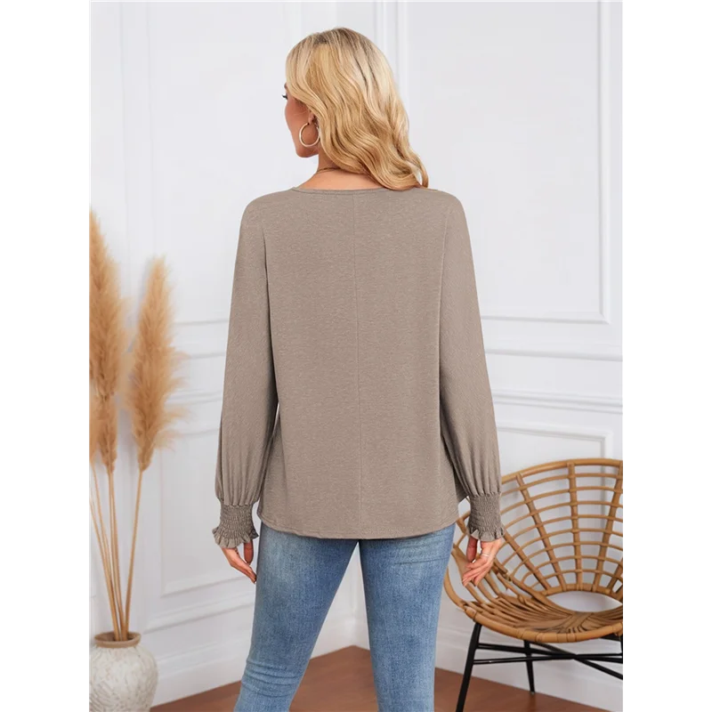 

НОВИНКА-Рубашки с длинным рукавом Женские плиссированные деловые повседневные блузки с присборенными манжетами