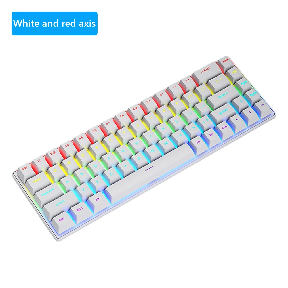 لوحة مفاتيح الألعاب الميكانيكية السلكية 68 مفتاحًا لوحة مفاتيح الكمبيوتر لوحة مفاتيح قابلة للتبديل السريع لأجهزة الكمبيوتر المحمول