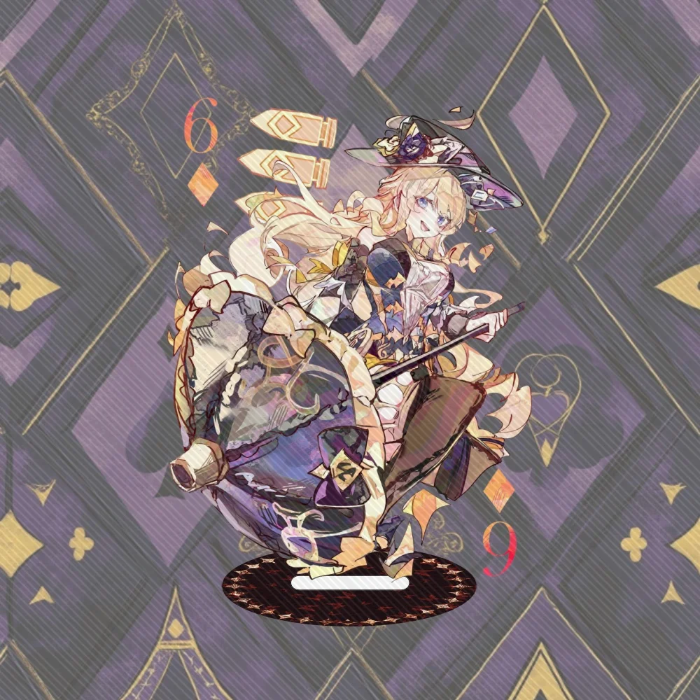 Anime  poker diy Genshin Impact Acrylic 15cm Stand Keychain Decoration Desk Figure Display Fan Gift Goods Birthday Collection