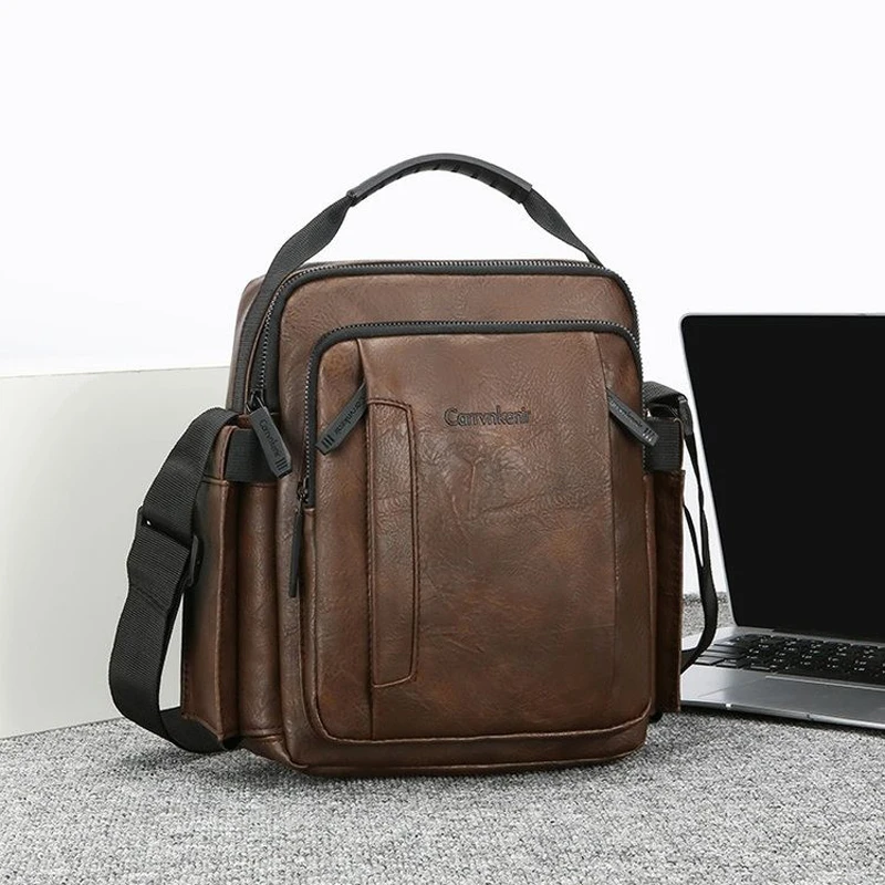 حقيبة كتف رجال الأعمال من الجلد الناعم ذات سعة كبيرة على الطراز العمودي حقيبة كروس مبطنة بالبوليستر حقيبة كلاسيكية SAC