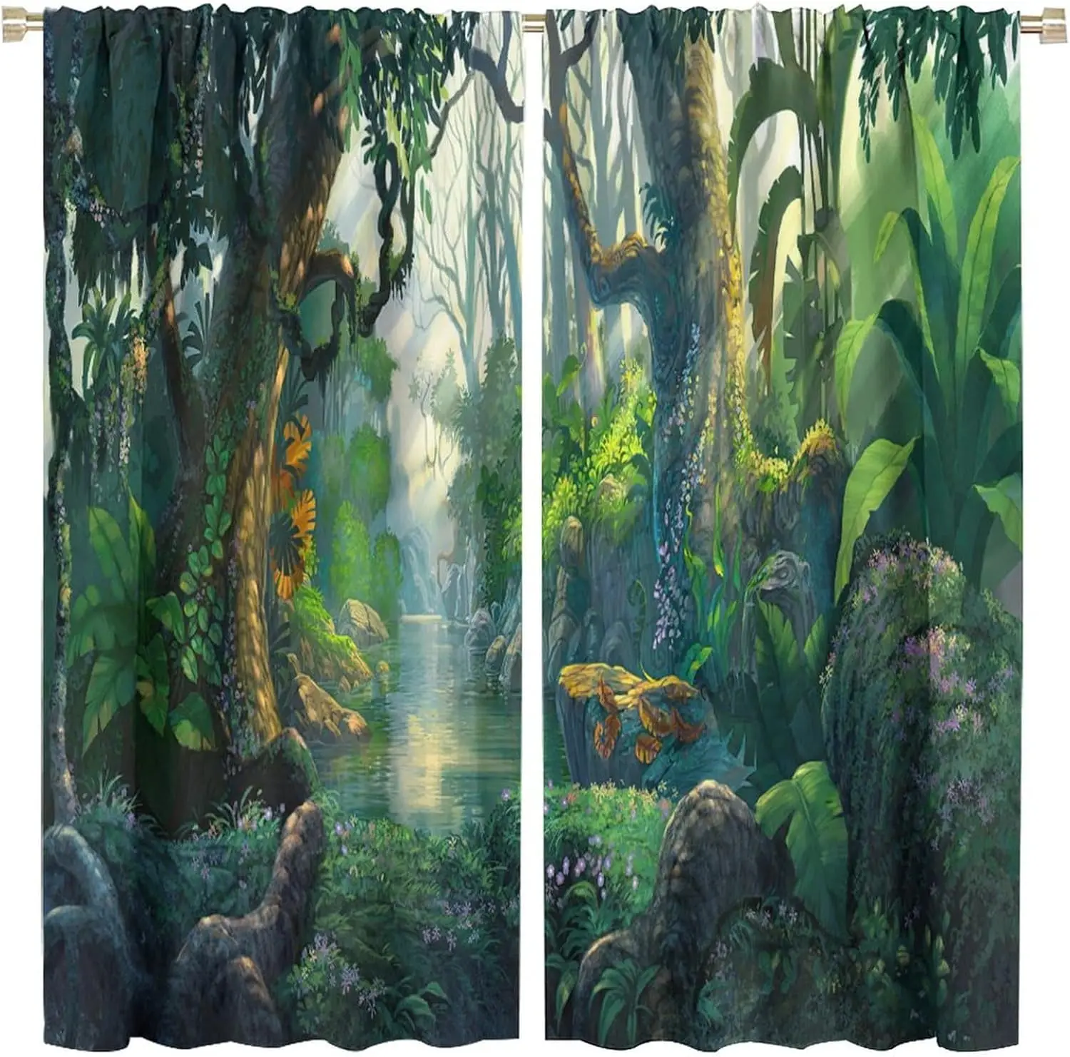 Tropical Jungle Forest Curtains Panel Boho Fantasy Mural Window Drapes Tapestry Luxury Waterproof Living Room Decor