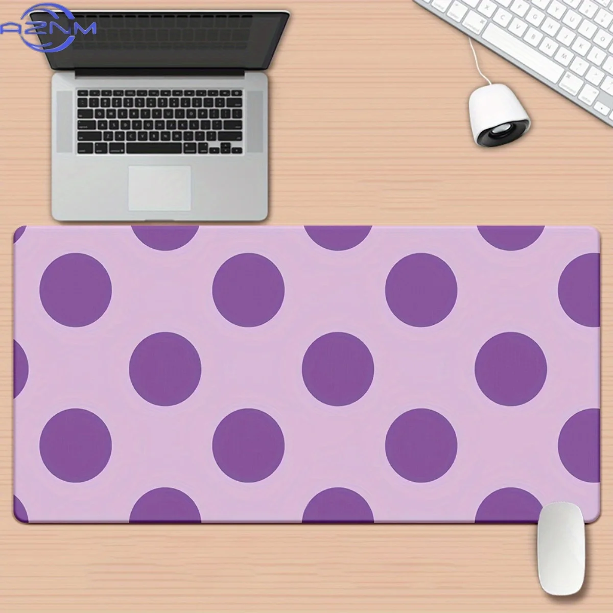 1pc, Multi-size Purple and White Polka Dot Table Mat - Mouse Pad and Keyboard Pad, Suitable for Office Computers, Work Accessori