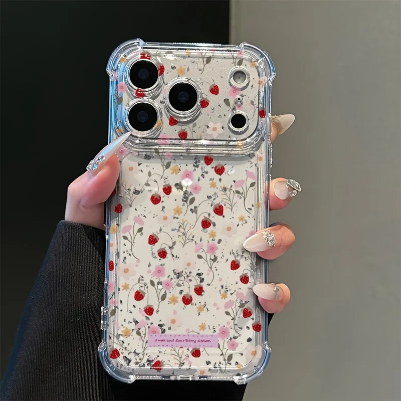Plating Watercolor Strawberry Phone Case For Samsung Galaxy S24 S25 Plus S23 S26 UltraA07 A17 A56 A55 A57 A37 A06  A27 PC Cover