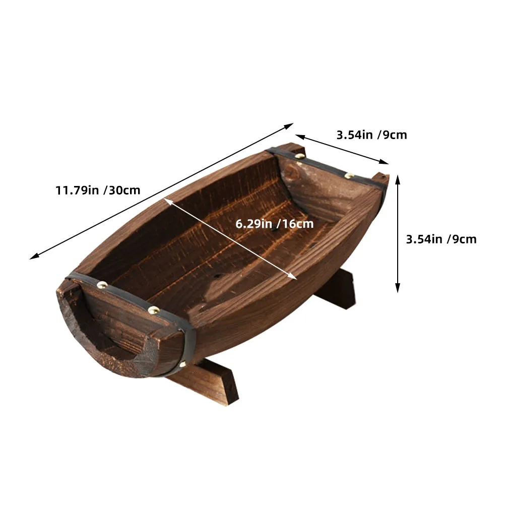 Wood Half Barrel Planter Outdoor Rustic Flower Pot 11.7x6.2 Inch Indoor Outdoor Plant Container Base Wood Planter Succulent