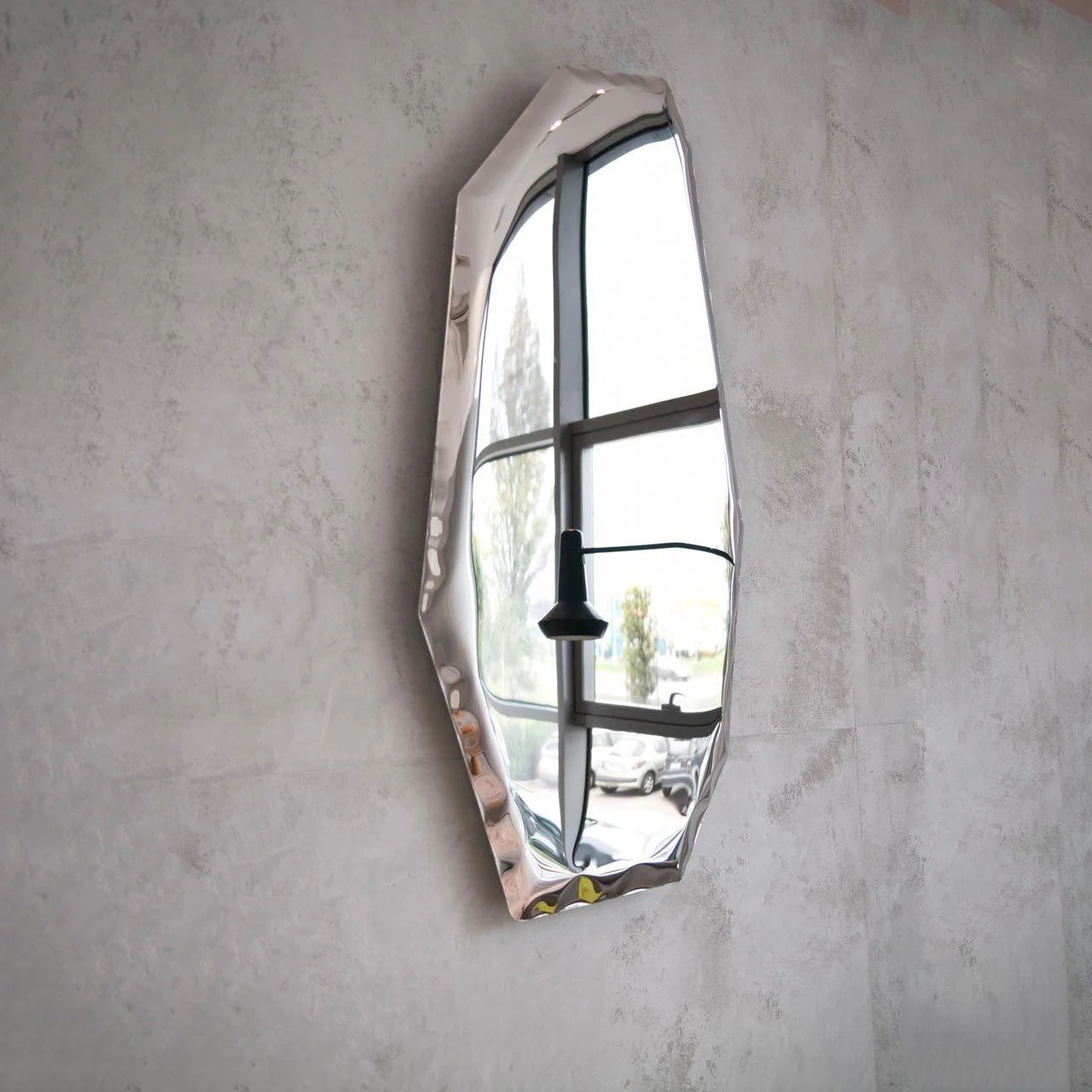 Modern Light Luxury Stainless Steel ， Designer Irregular Full Body， Wall Mounted Shaped Decorative Mirror Ins Metal