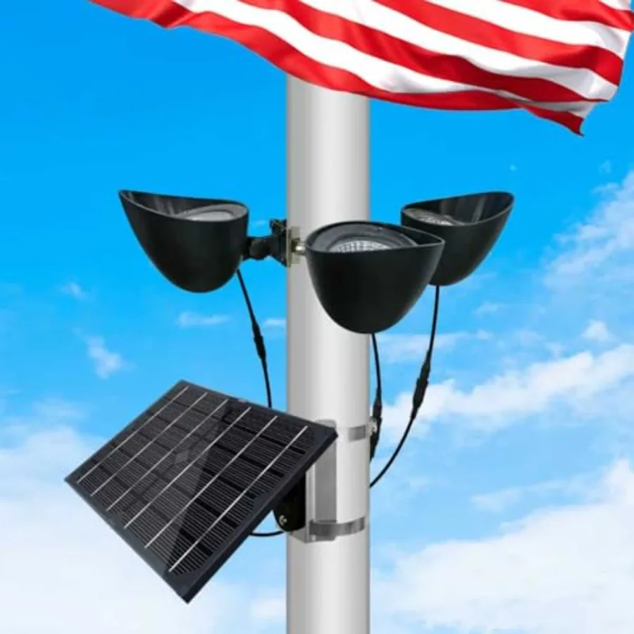 

Солнечный светильник для флагштоков с 3 сверхъяркими светодиодами и аккумулятором 4400 мА, регулируемые металлические зажимы, подходит для флагштоков диаметром 2-6 дюймов, освещение для флагштоков.