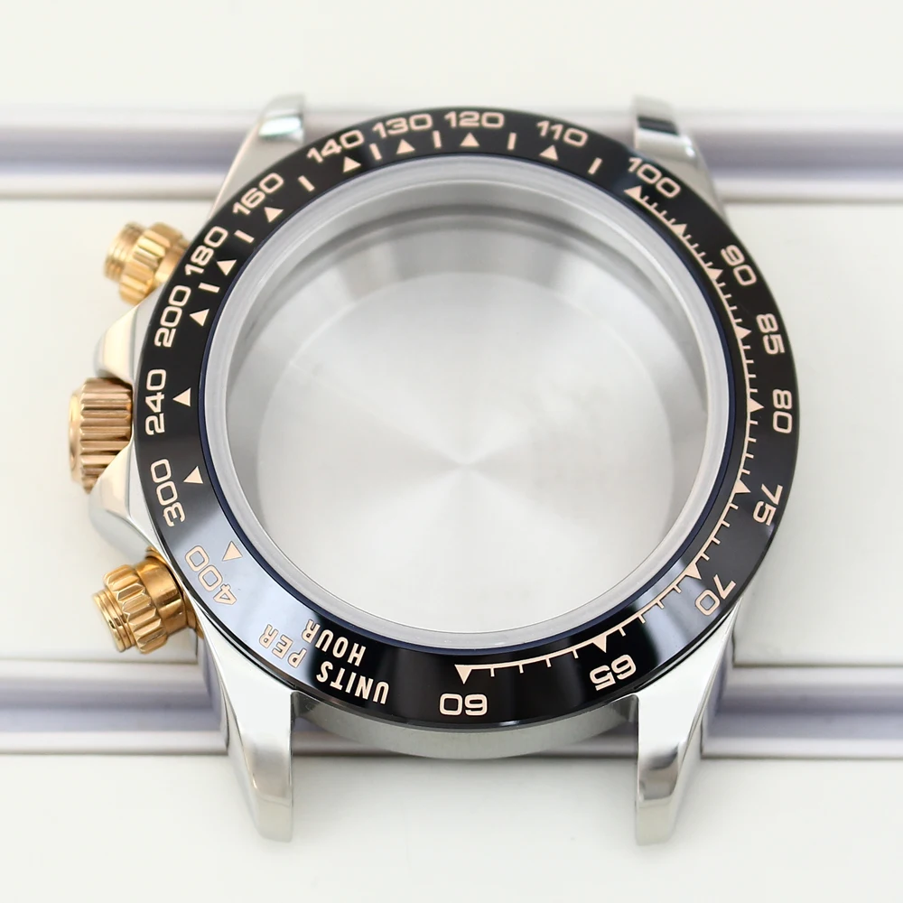 Roségold VK63 Gehäuse 39mm Massives Edelstahl-Uhrengehäuse mit Saphirglas für VK63 Uhren Automatikwerk Zubehör – Detail 3