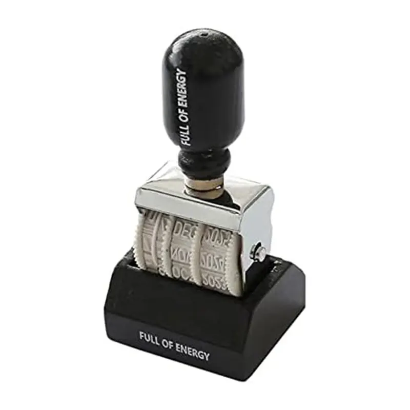 Retro Wooden Handle Roller Date Stamp, Roller Knob Stamp, Rubber Stamp For DIY Craft Card Making Planner Supplies