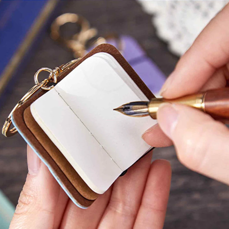 Soft Leather PU Mini Journal Keychain Portable Softbound Diary Backpack Charm Literary Style Notebook Storage Accessory