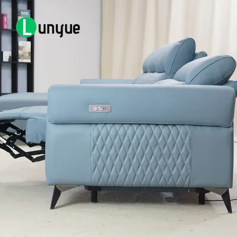 Electric Genuine Leather Sectional Sofa Wood Frame Multi Functional Recliner for Modern Classic Living Room Villa Factory
