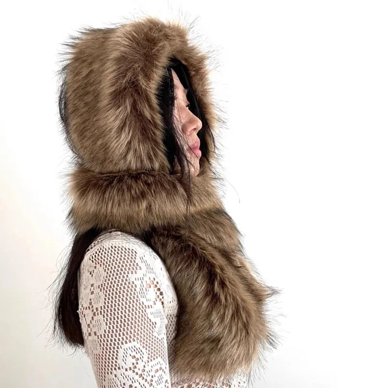 

Winter Versatile European American Women Fur Imitation Warm Thick Scarf Plush Long Y2K Style Girls