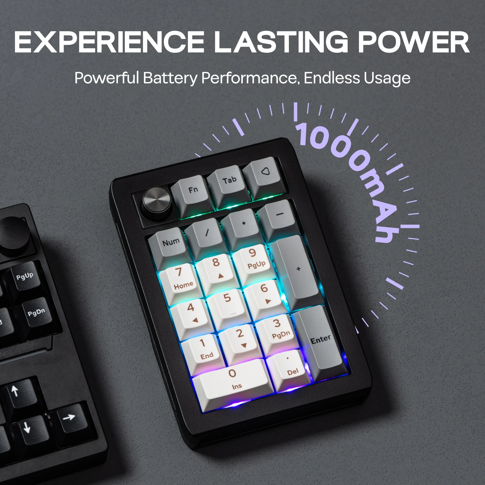 Epomaker ek21 via 20% junta com fio/bluetooth/2.4ghz sem fio nkro numpad botão de liga de alumínio 1000mah bateria para win/mac/jogos