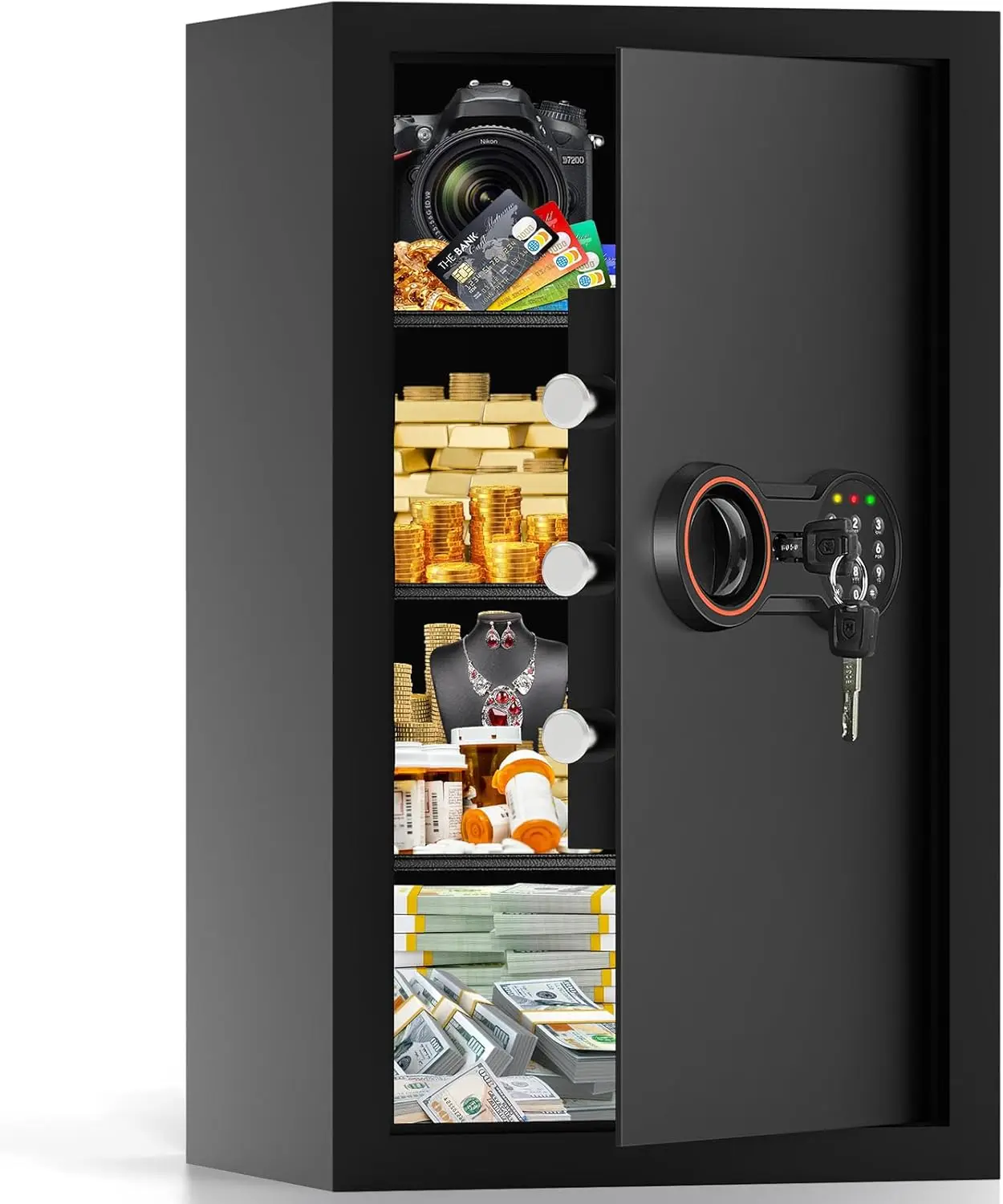 

Большой огнестойкий сейф 6,0 куб для домашнего использования, цифровой домашний сейф, огнестойкий водонепроницаемый с электронной клавиатурой, запасными клавишами и съемкой