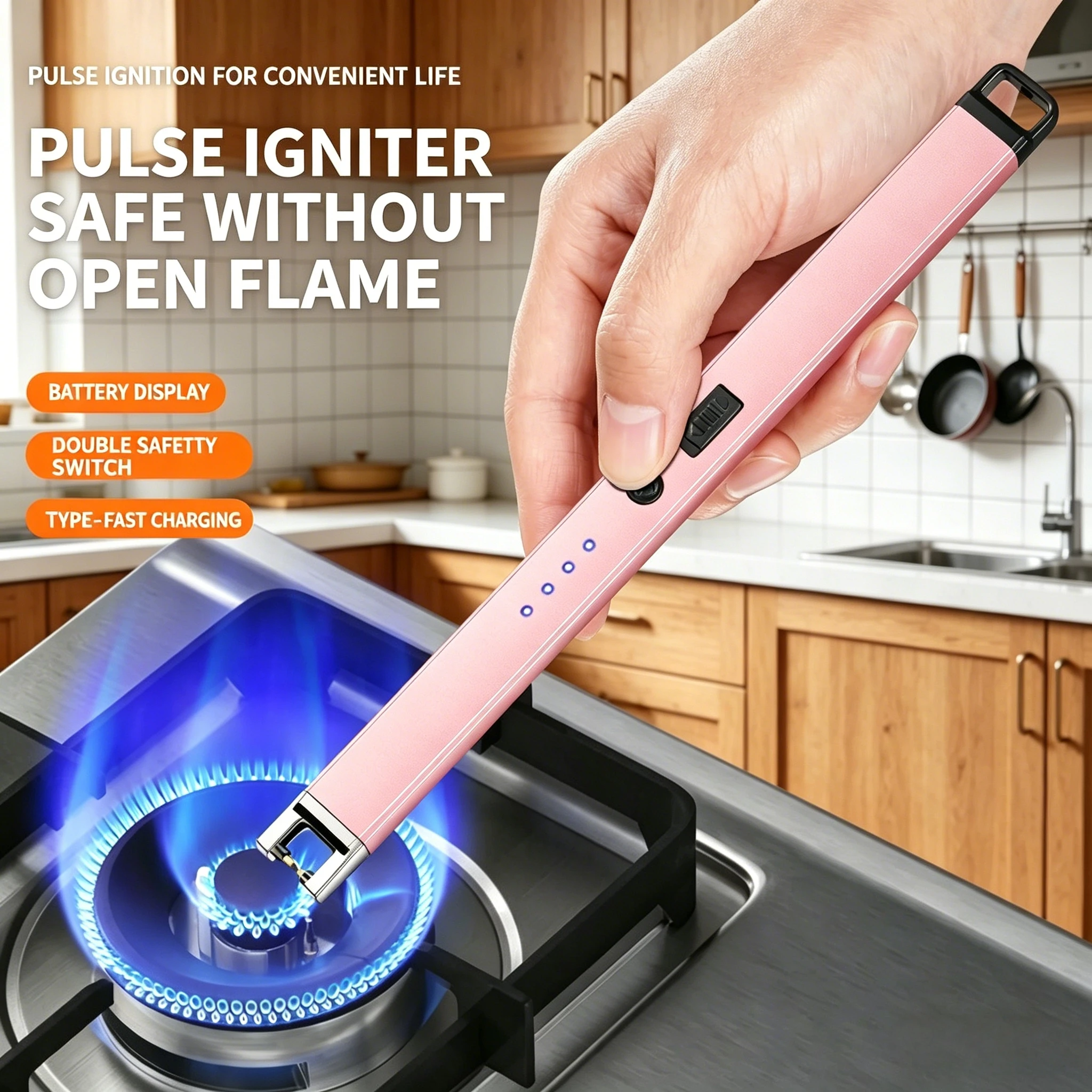 

Электрическая дуговая зажигалка с импульсным плазменным розжигом, ветрозащитная, без пламени, USB-перезаряжаемая, для свечей, кухни, улицы, барбекю