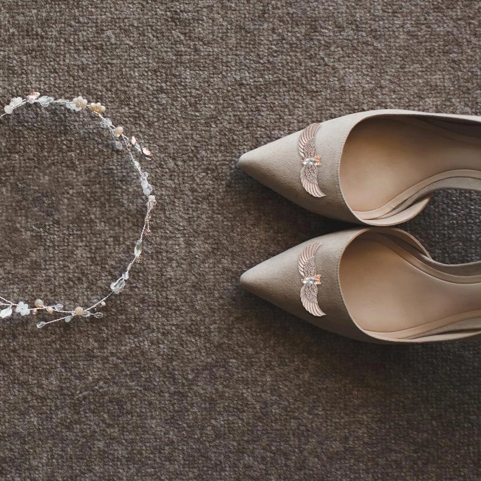 

2 Pcs Decorative Buckle Crystal Shoe Accessories Zinc Alloy High Heels Wings Clips