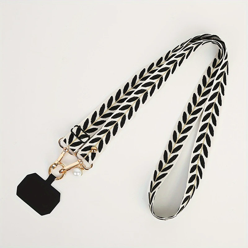 Lange universele verstelbare telefoonkoord voor dames, crossbody schouderband, parel hanger, anti-verlieskoord
