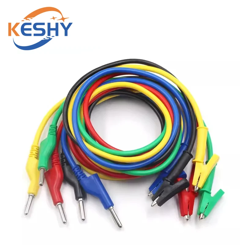 1PCS 4MM Banana Plug to Alligator Clip Multimeter Test Leads Stackable Cable Wire 1M Electrical Tools Accessories DIY Test Wires