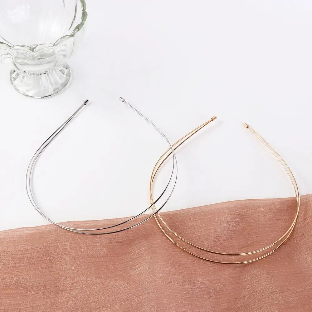 

All-match Alloy Double Root Hair Bands Silver Waterproof Retro Gold Head Hoop Thin Simple Metal Hair Hoop Women