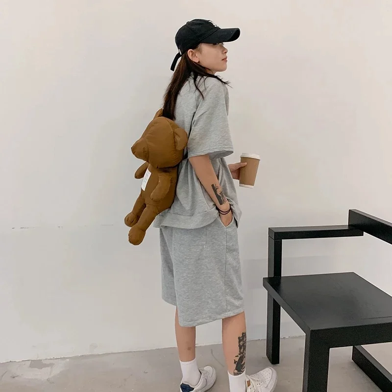 Cute Bear Doll Nylon Shoulder Bag Young Girls Crossbody Bag Ladys Casual Lovely Bear Satchels Outdoor Female Handbags and Purses