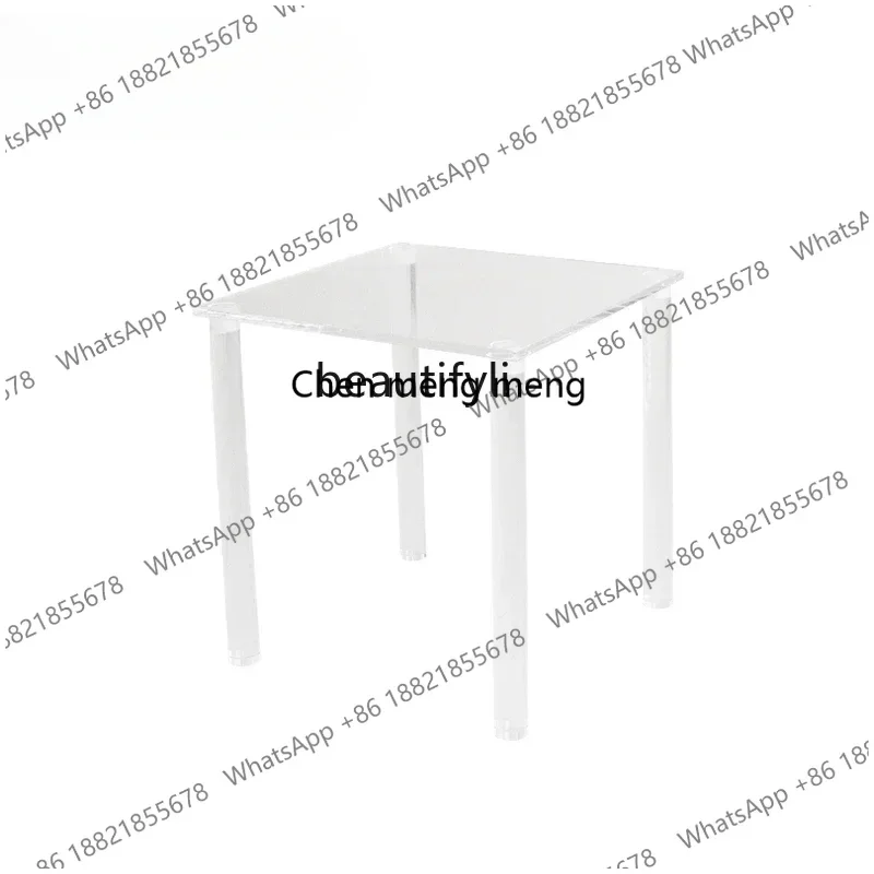zS173High transparent acrylic square table household dining table negotiation table minimalist villa