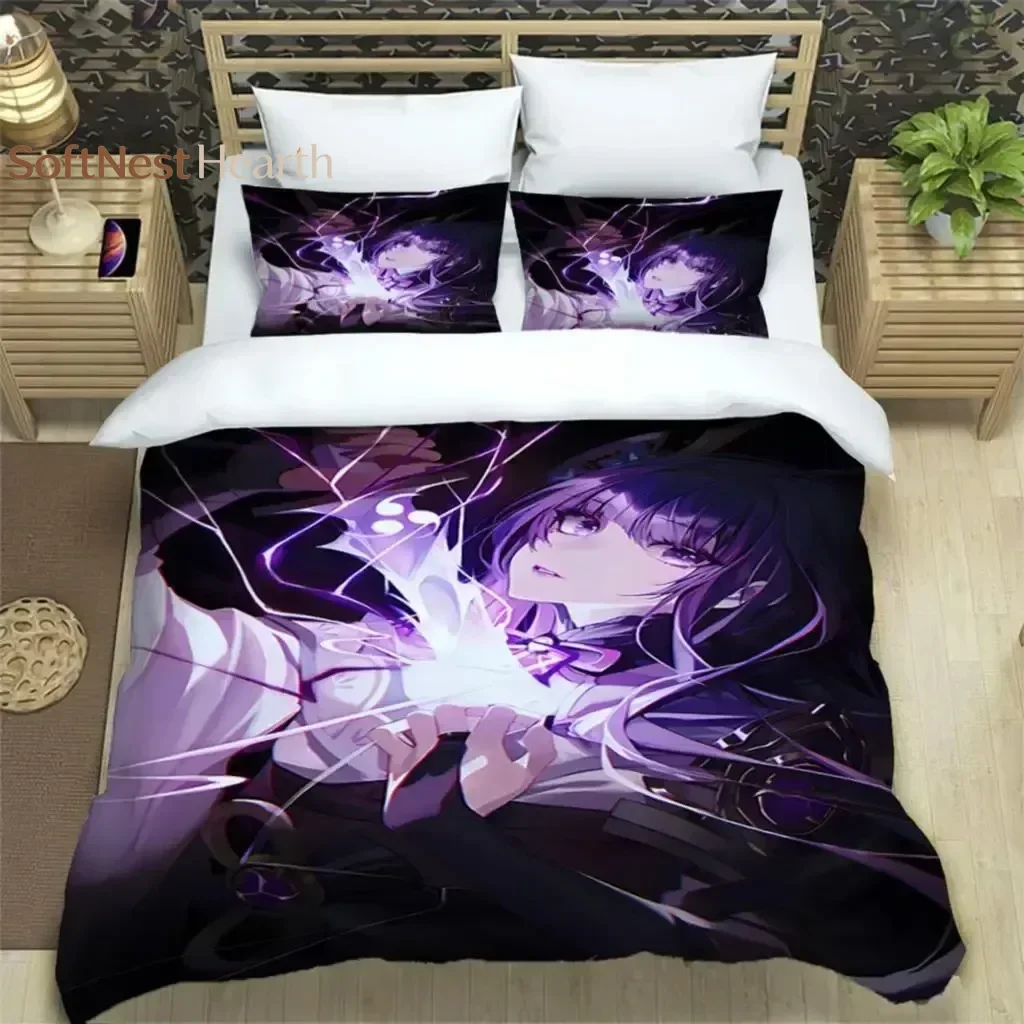 2026 Genshin Impact Print Three Piece Bedding Set Fashion Article Boys Or Adults For Beds Quilt Covers Pillowcases Bedding Set