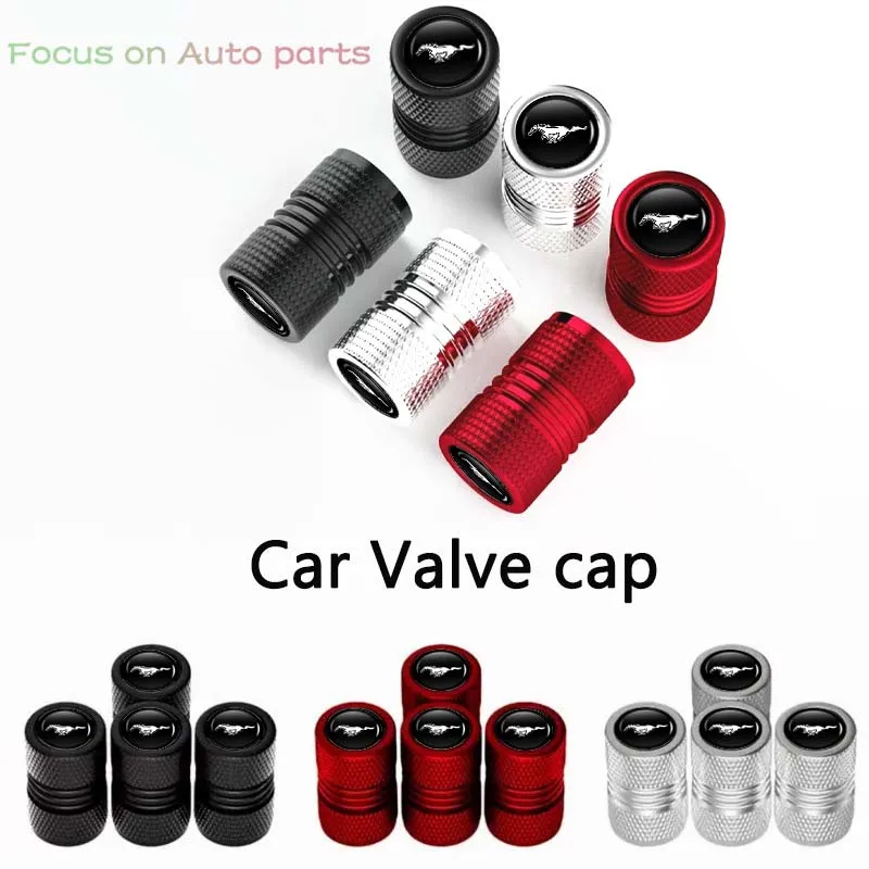 Aluminum Alloy 4Pcs/Set Car Metal Wheel Tire Valve Caps Dust Capwith Rubber Ring Accessories For Mustang Ford Fiesta Kuga Edge