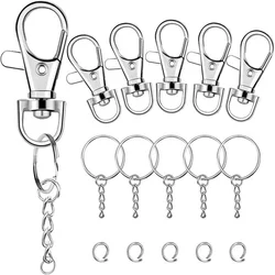 10/20/30/50PCS Swivel Spring Hook With Key Ring And Chain Keychain Clip Hook With Ring Lanyard Jewelry Making DIY Crafts