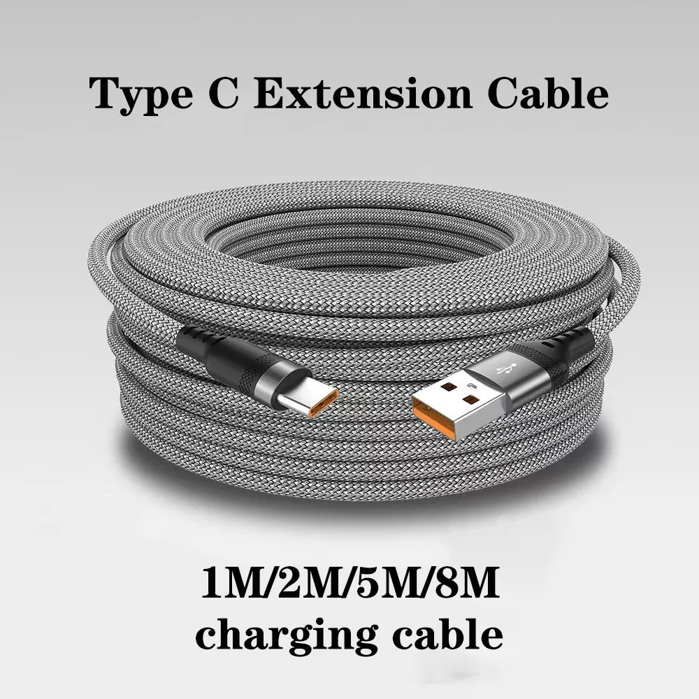 

6A Car Speaker Wires USB to Type C Braided Extension Data Cable Car Speaker Accessories for Samsung iPhone Xiaomi Huawei