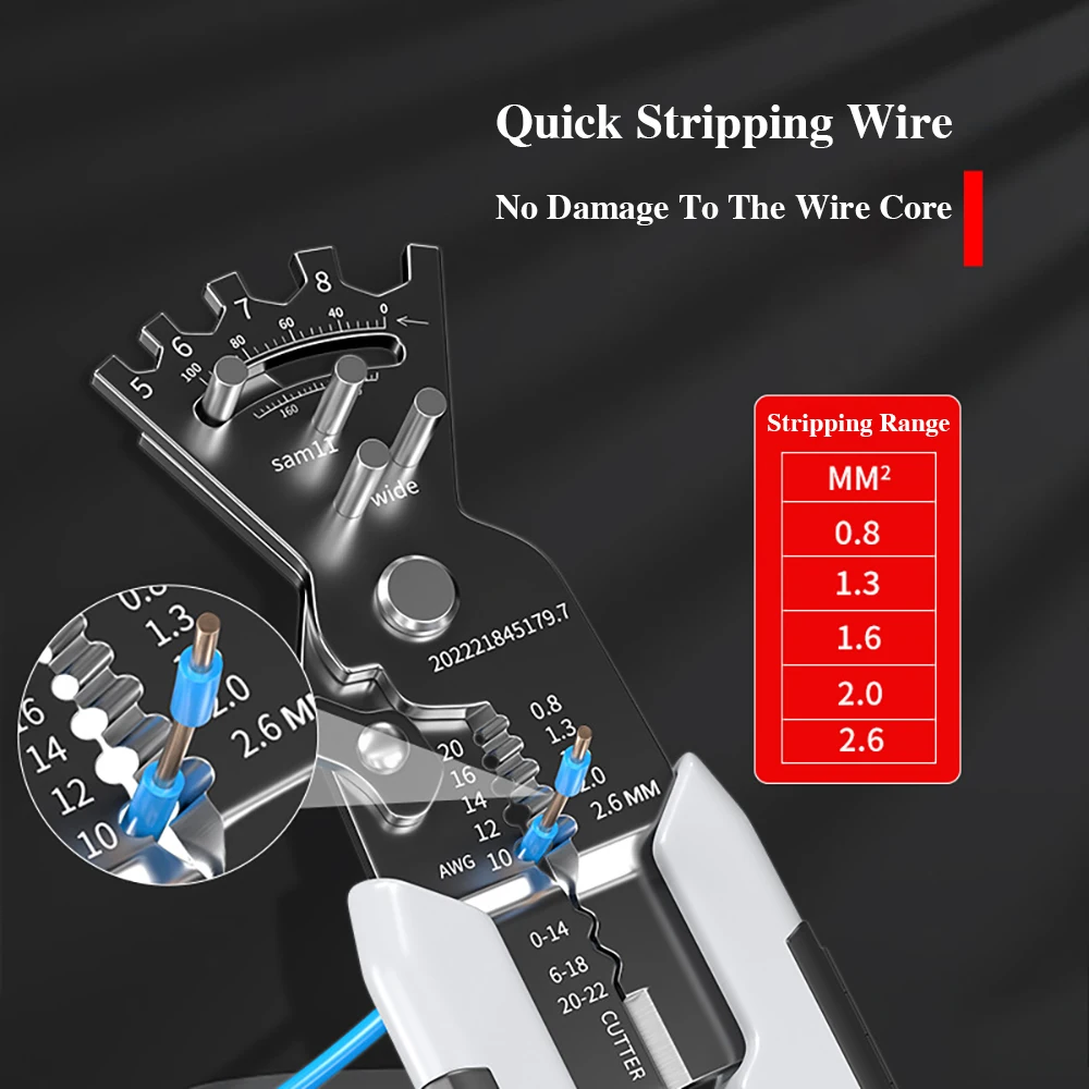 Imagem -03 - Multifuncional Stripping Crimping Alicate Ferramenta Eletricista Wire Stripper Stripper Cabo de Rede Anel Crimper Peeling Tool em 1