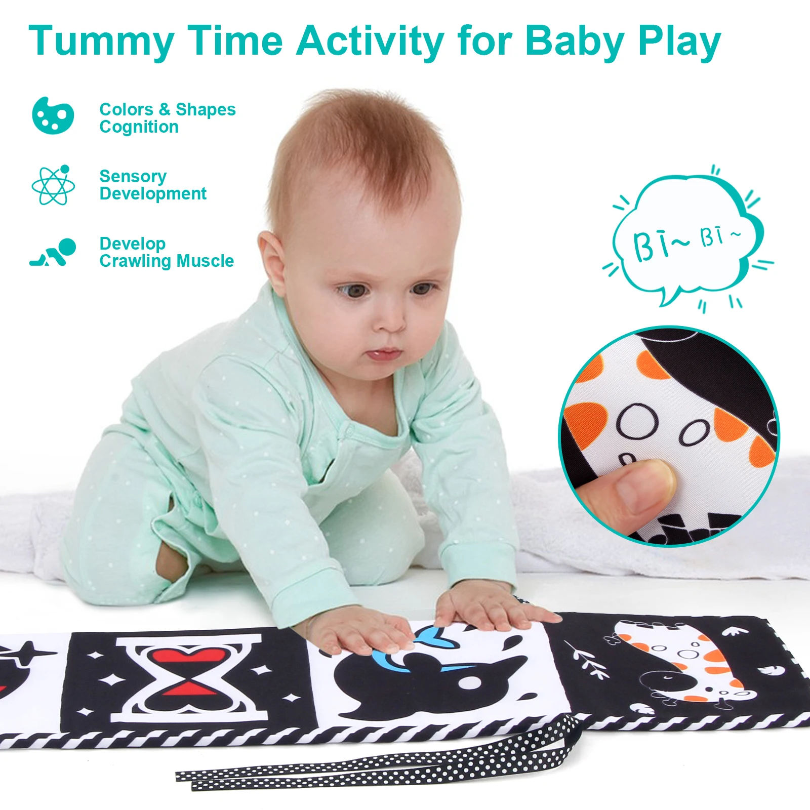 Baby Cloth Book High Contrast Baby Toys 0-36 Months Newborn Crib Toys Black and White Animal Sensory Cloth Books Montessori Toys