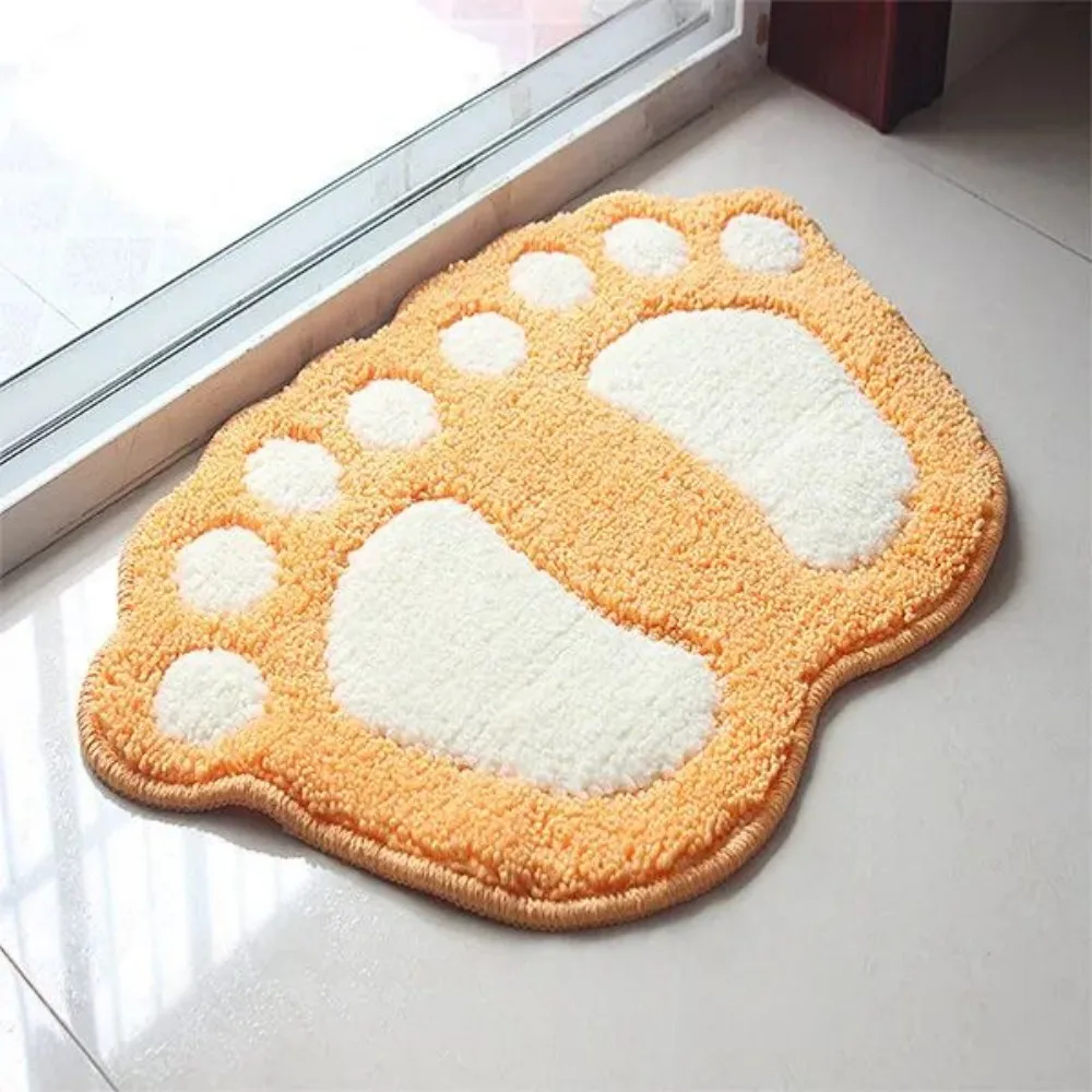 VIKAMA Pink Cat Paw Soft Fluffy Non Slip Washable Absorbent Bathroom Floor Mat Cat Lover Bath Mat Bathroom Rug