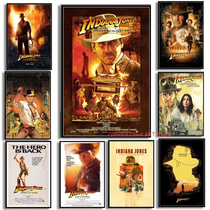 Classic Indiana Jones Movie Artwork, Canvas Paintings, Vintage Wall Art, Ideal for Home Decor, Living Room, Bedroom