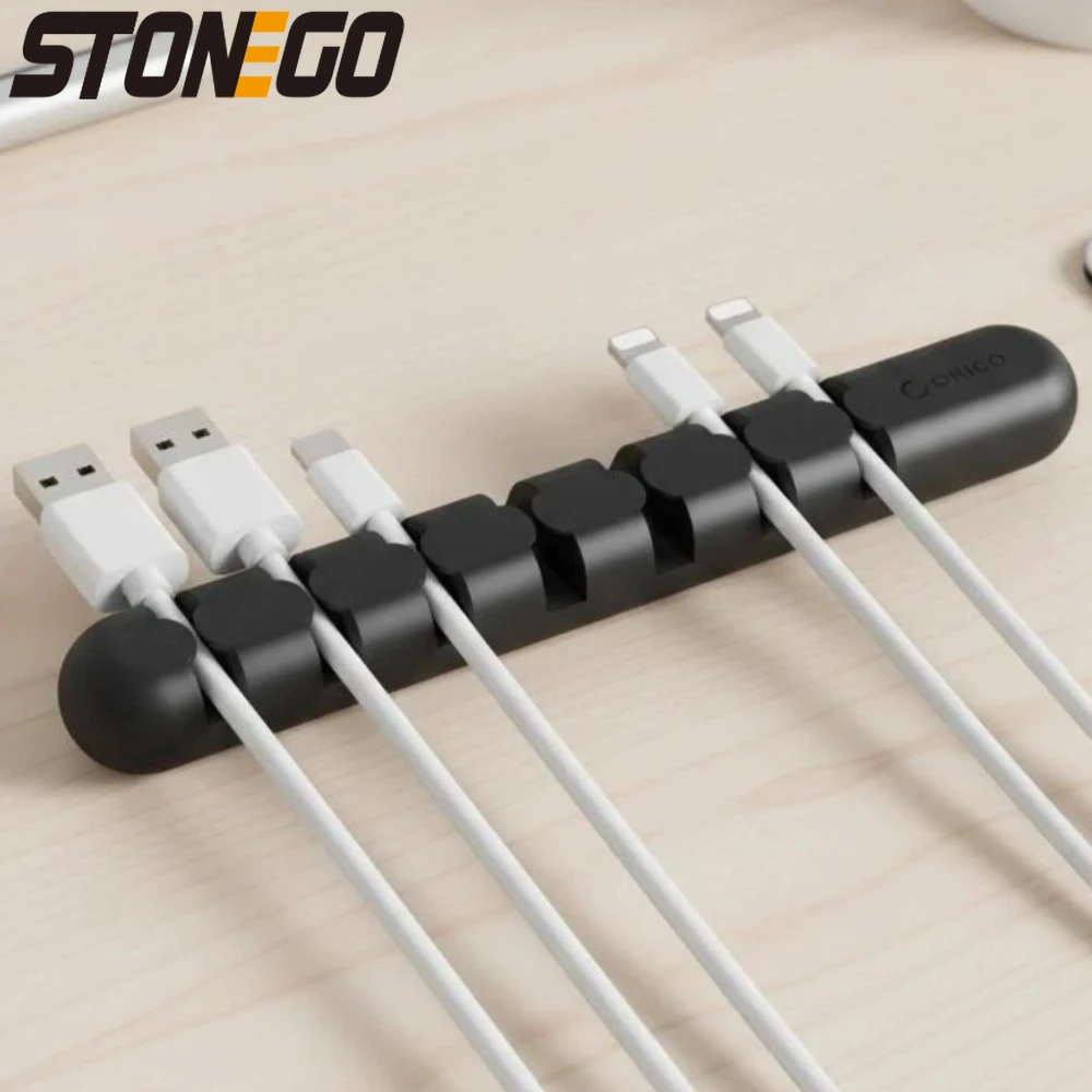 Multi-Purpose Cable Clips Organizer 7-Slot Adhesive Cord Winder for Computer Electrical Wires Home Office Use