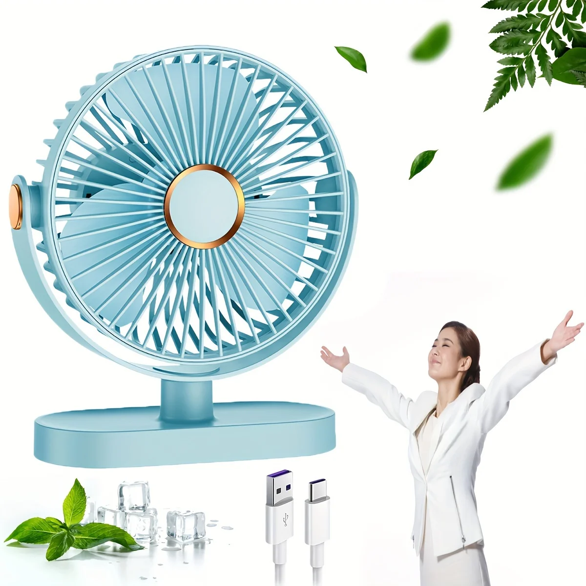 

Portable Small Fan Usb Rechargeable Makeup Eyelash Table Fan 5 Speed Settings ° Rotation Air Circulator Fan Travel Personal Han