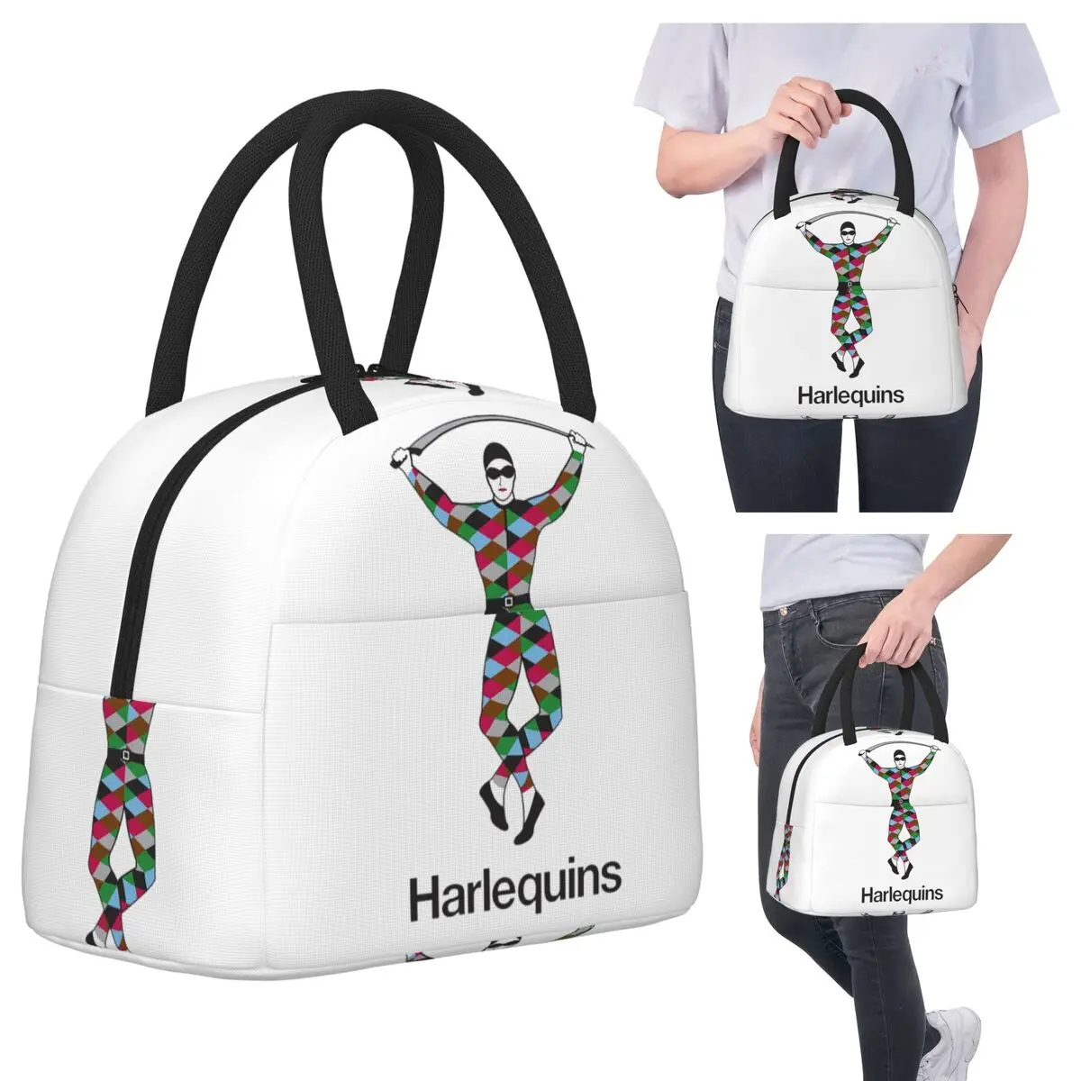 

Harlequins-Merch Insulated Lunch Bag for Kids School Cooler Thermal Food Box Tote Leakproof Lunch Boxes Container