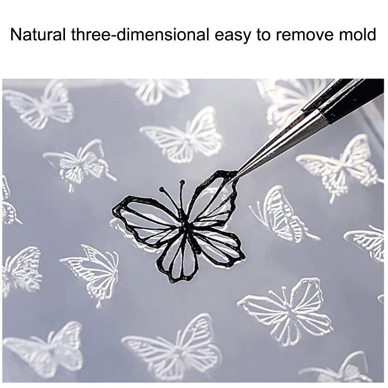 แม่พิมพ์ซิลิโคนลายการ์ตูนผีเสื้อสำหรับประดับเล็บ 1 ชิ้น อุปกรณ์ตกแต่งเล็บ DIY สำหรับทำเล็บ