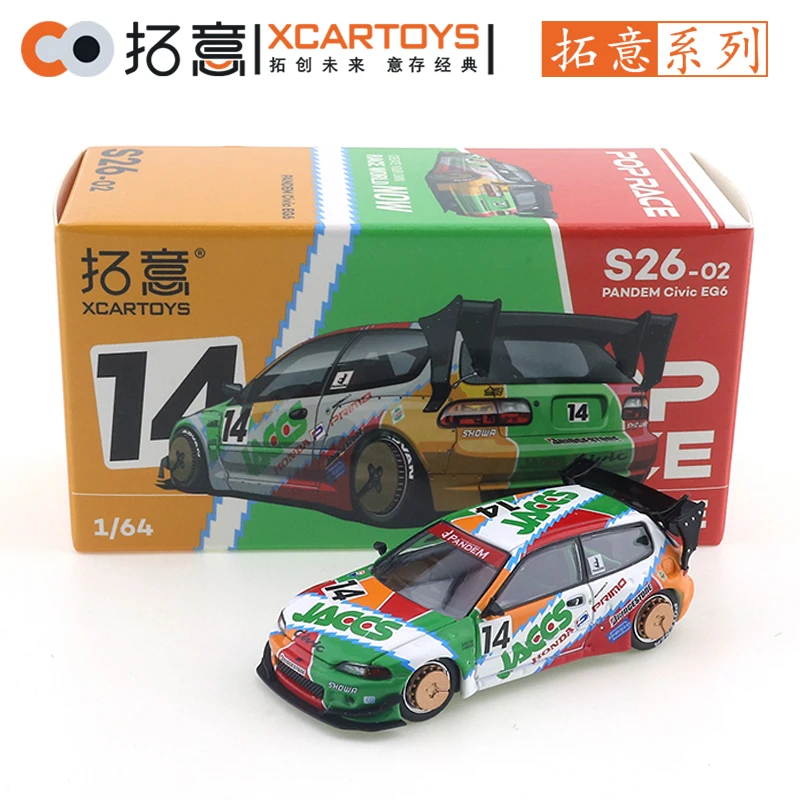 XCARTOYS POP RACE 1/64 PANDEM Civic EG6-Metallic Cars Legering Motorvoertuig Diecast Metaal Model Kinderen Kerstcadeau Speelgoed voor Jongens