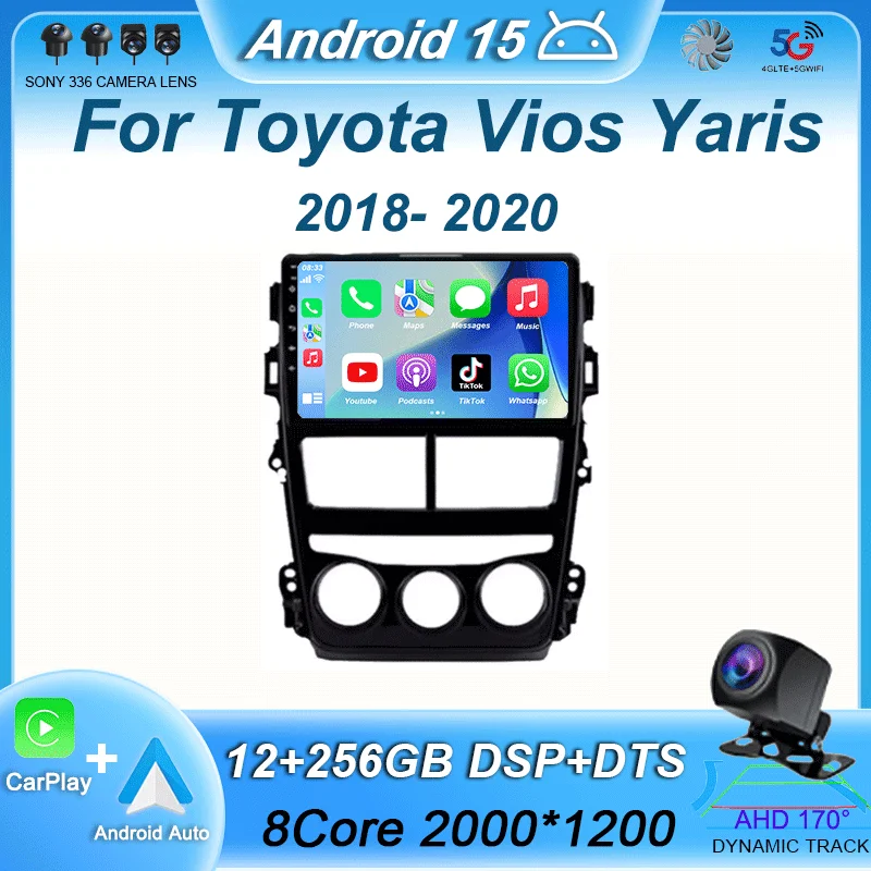 

Android 15 Auto Radio For Toyota Vios Yaris 2018 2019 2020 Navigation GPS Car Multimedia Video Player Stereo NO 2din Carplay