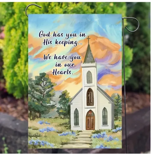 God Bless You Memorial Church Garden Flag-Double Sided-Graveside/Cemetery 12x18