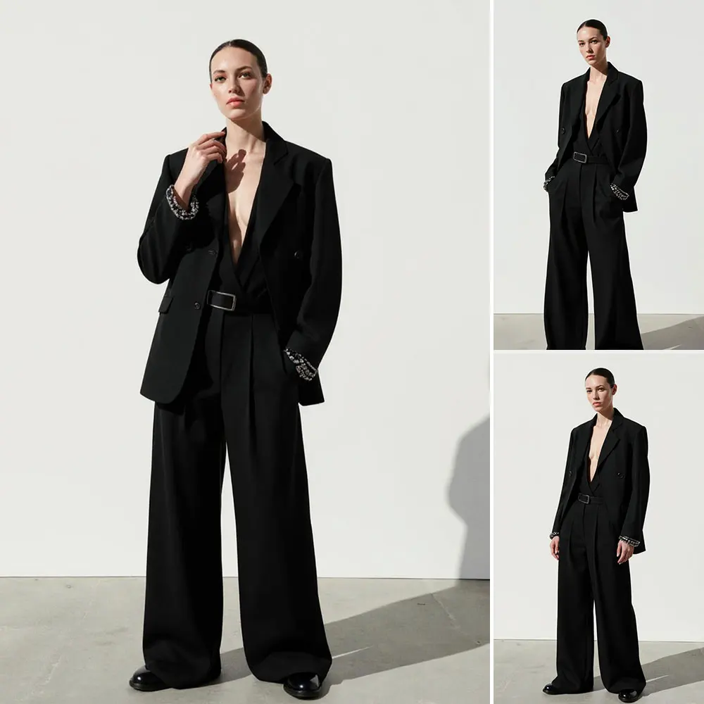 

Mia Muse Boutique, осенние пиджаки, 2024, женские модные однотонные свободные рабочие пиджаки с длинными рукавами и лацканами