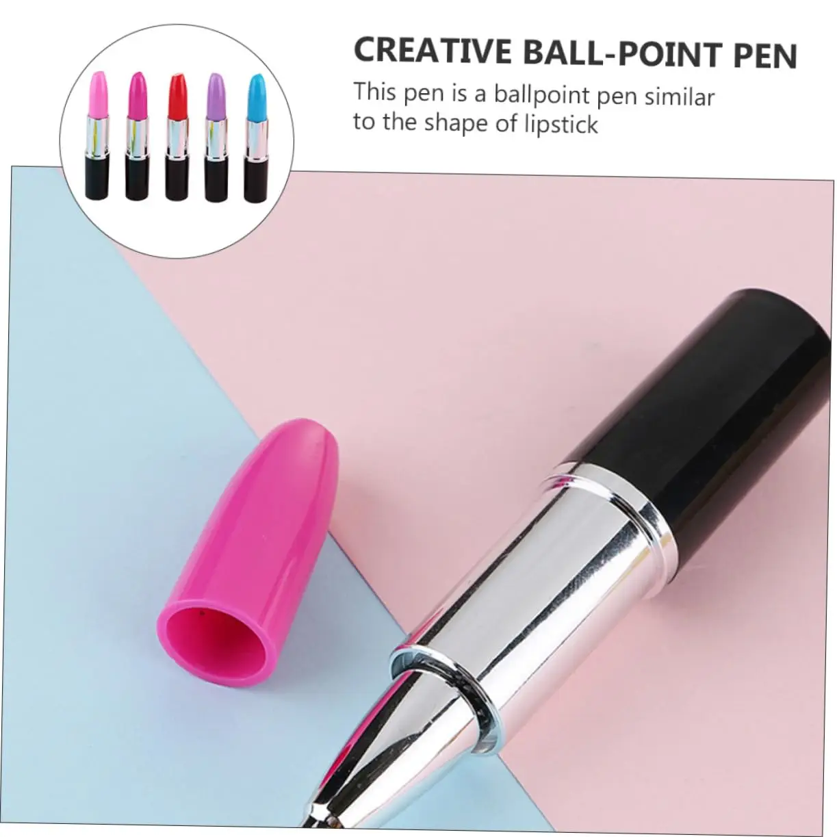 50Pcs Lipstick Shape Pen Writing Ink Pens Cute Lipstick Ballpoint Pens for Students Kids Presents Office Stationery Supplies