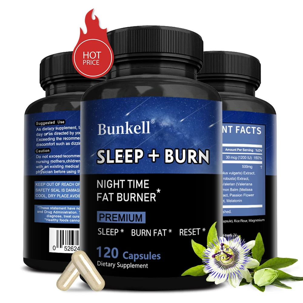 Night Fat Burner and Sleep Supplement - Boost Metabolism and Burn Fat Effectively, Weight Management, Melatonin Sleep Aid