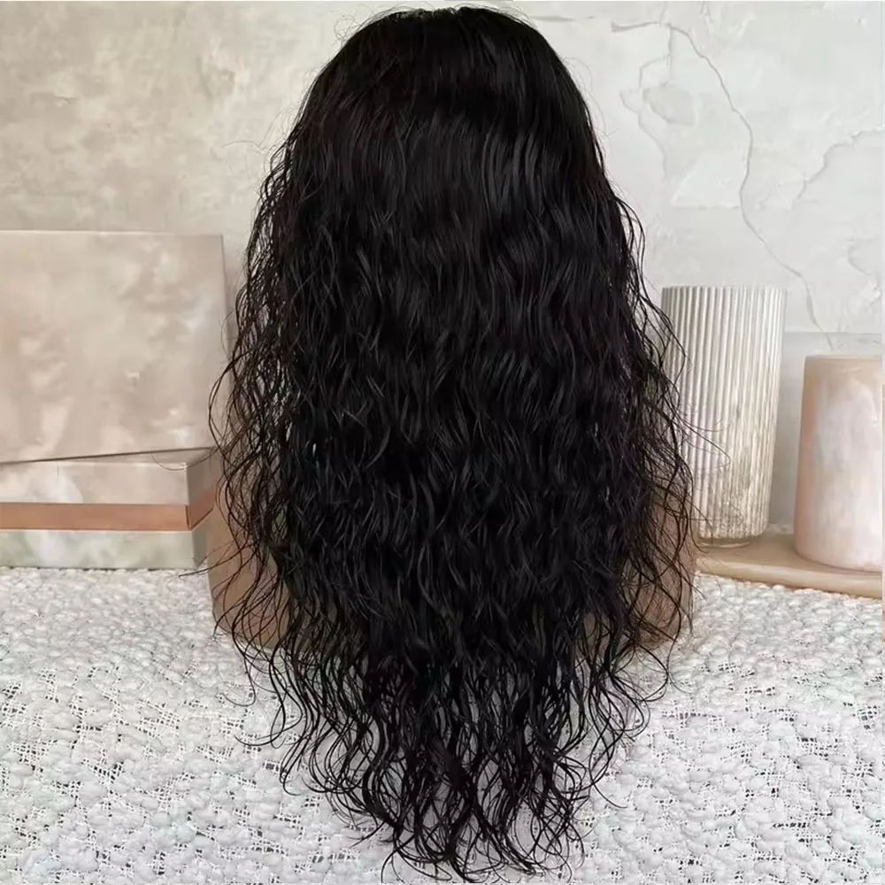 Natürliches Echthaar, tiefe, lockere Wellen, für schwarze Frauen, klebefreie Jerry Curly U-Part-Perücken, verstellbare Mittel-V-Part-Perücken, braun-schwarze Perücken, Remy – Detail 1