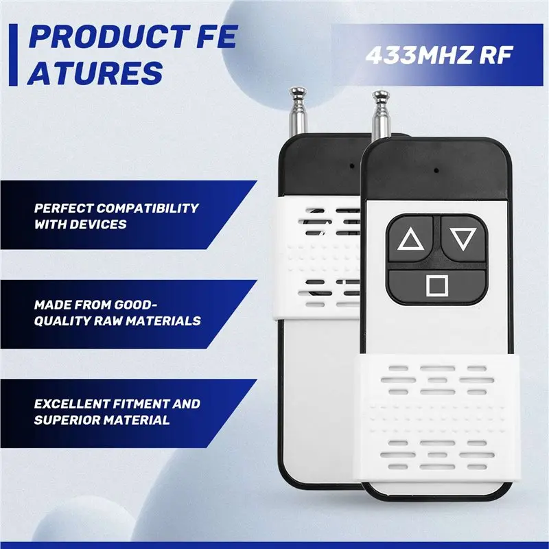 4Pcs 433Mhz Universal Wireless Remote Control 3 Buttons 1000M Transmitter Device For Light/ Garage Door/Motor Controller-Y41A