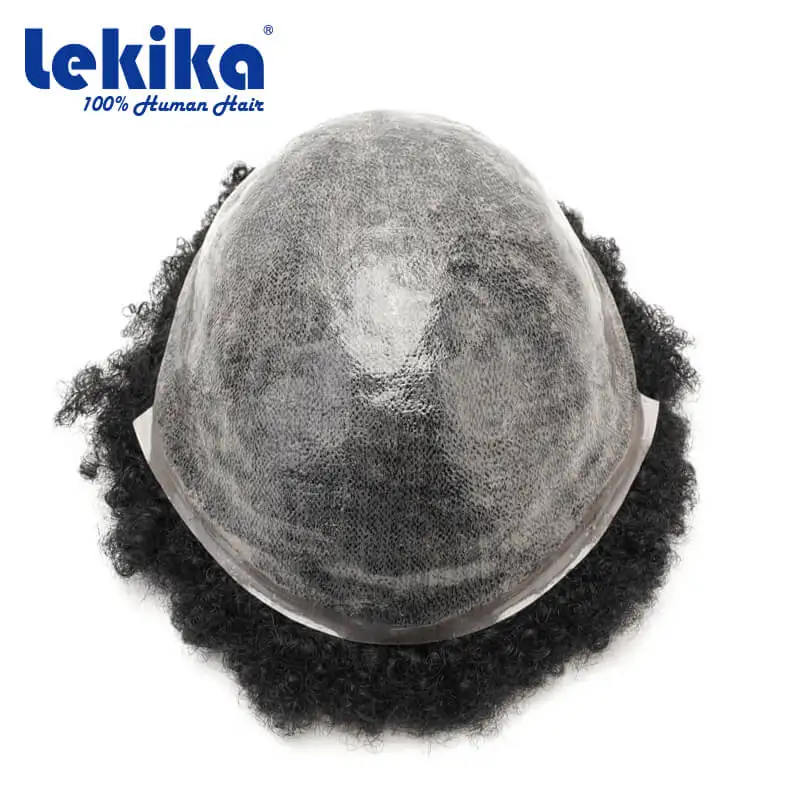 Premier Double knotted Durable Skin Base Afro Toupee for Men Toupee Wig For Black Men Male Hair Prosthesis System Unit Curly Wig