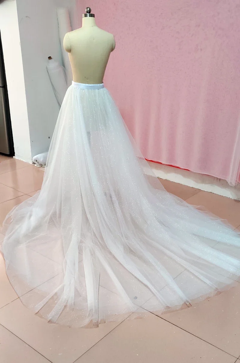 3 layer tulle Half Skirt Wedding Detachable train Fairy Fluffy Petticoat Rockabilly Removable bridal skirt custom size