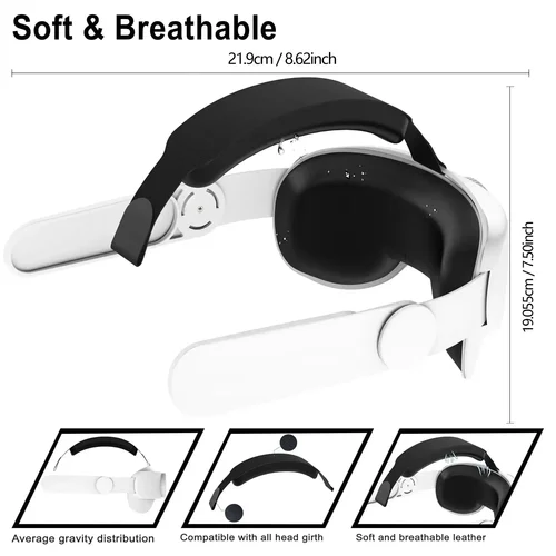 Imagen 2 del producto Compatible con la correa Quest 2 Elite para un soporte y comodidad mejoradas en VR, para Meta Quest 2 Comfort Head Strap Accesorios Blanco